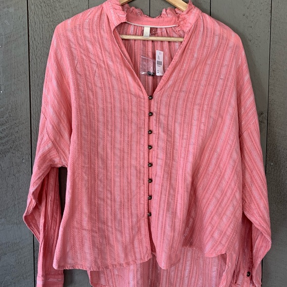 Pilcro Pink Long Sleeve Button Down Blouse - Picture 7 of 11